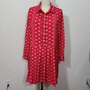 Elf Sack Draped Pleated Waisted Foxy Red Mini Dres